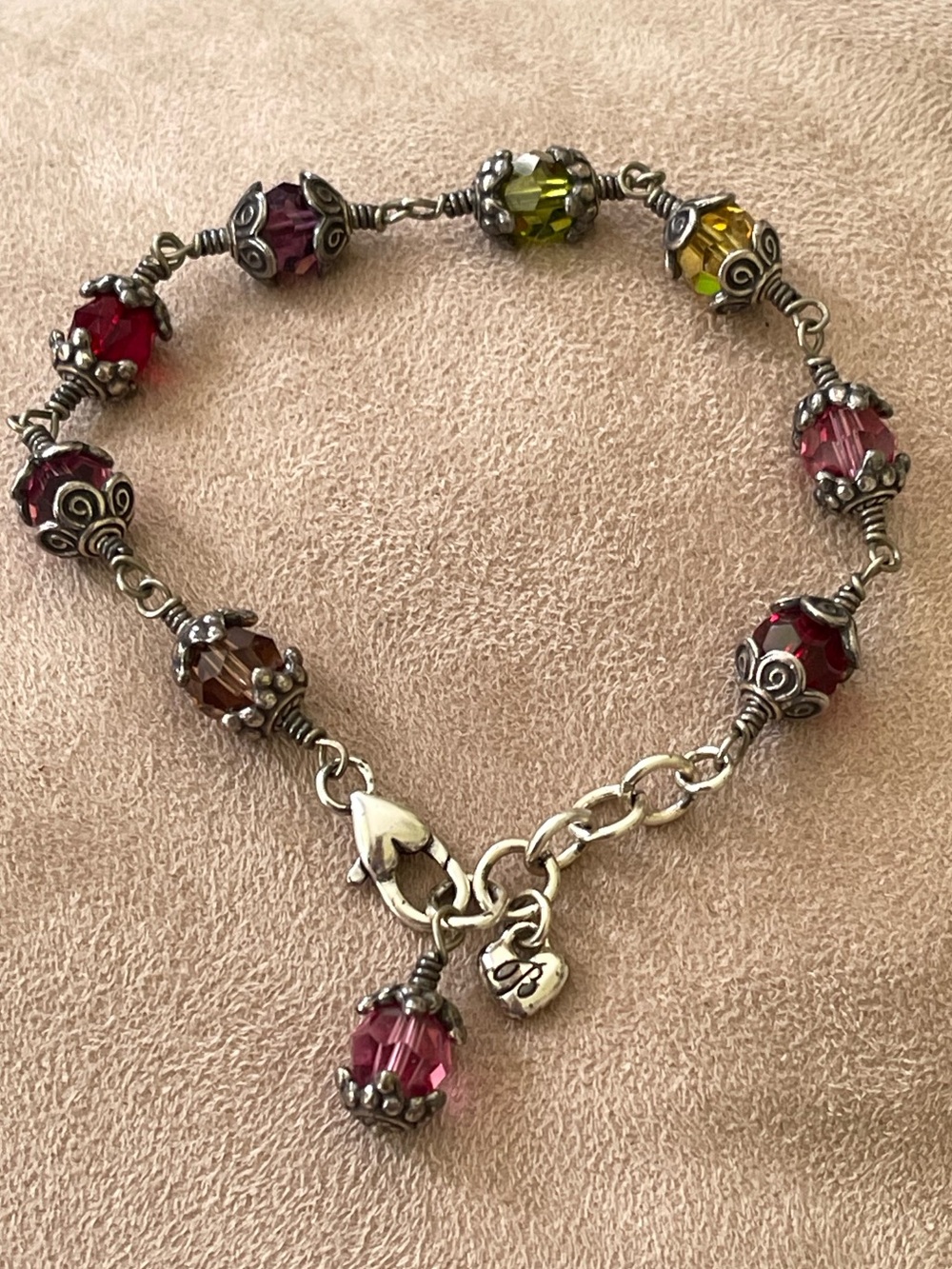 Brighton Multicolored Crystal Bracelet with Red, Pink, Green and Yellow Beads
